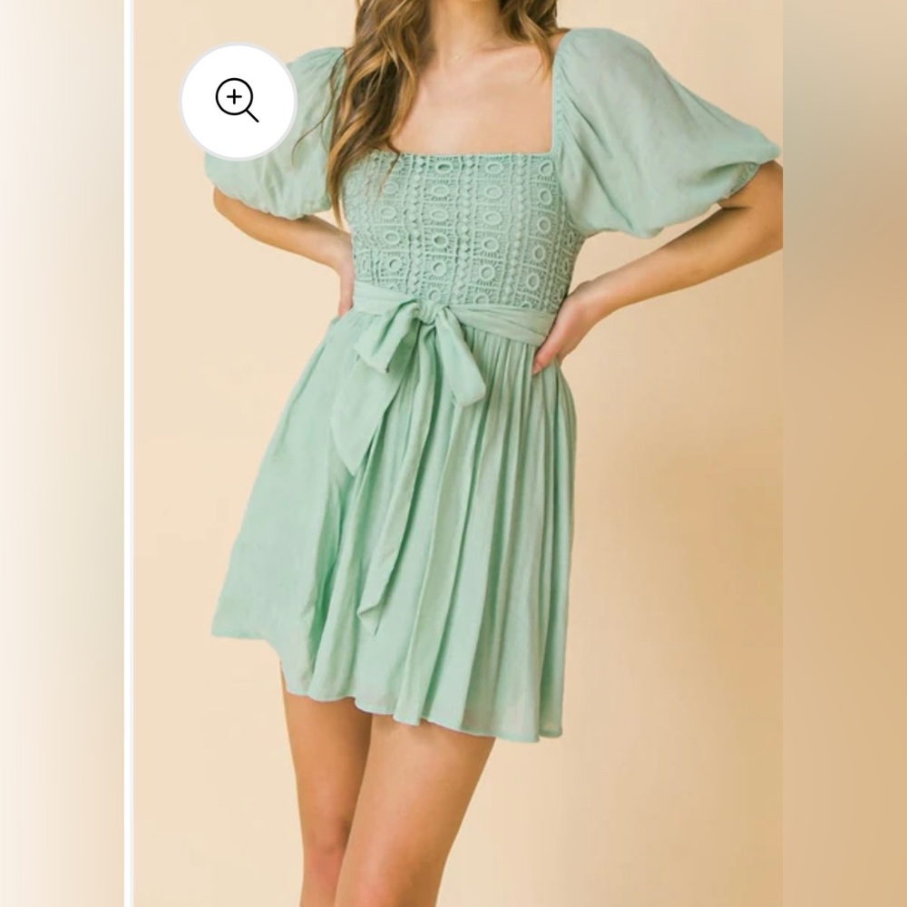 Lovecolette Mint Green Woven Mini Dress